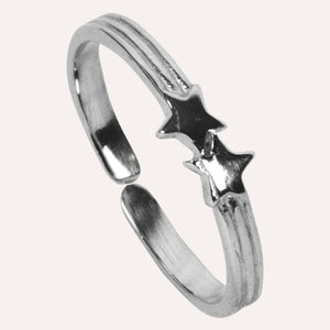 Aesthetically designed 925 sterling silver handmade adjustable ring. It is small, simple, delicate, elegant, light weight. Suitable for all occasions. Rhodium plating makes it less prone to tarnish. Completely hypoallergenic, allergy-free, nickel-free jewellery. Use as finger ring, above-knuckle ring, thumb band, stacking rings, stopper ring, mid finger ring or toe ring.  Ideal Christmas gift all age groups - teenage girls to mature ladies. Unique ring beautifully packaged in jewellery bag & box. 