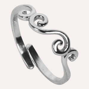 Aesthetically designed 925 sterling silver handmade adjustable ring. It is small, simple, delicate, elegant, light weight. Suitable for all occasions. Rhodium plating makes it less prone to tarnish. Completely hypoallergenic, allergy-free, nickel-free jewellery. Use as finger ring, above-knuckle ring, thumb band, stacking rings, stopper ring, mid finger ring or toe ring.  Ideal Christmas gift all age groups - teenage girls to mature ladies. Unique ring beautifully packaged in jewellery bag & box. 