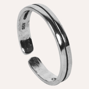 Aesthetically designed 925 sterling silver handmade adjustable ring. It is small, simple, delicate, elegant, light weight. Suitable for all occasions. Rhodium plating makes it less prone to tarnish. Completely hypoallergenic, allergy-free, nickel-free jewellery. Use as finger ring, above-knuckle ring, thumb band, stacking rings, stopper ring, mid finger ring or toe ring.  Ideal Christmas gift all age groups - teenage girls to mature ladies. Unique ring beautifully packaged in jewellery bag & box. 