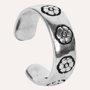 Aesthetically designed 925 sterling silver handmade adjustable ring. It is small, simple, delicate, elegant, light weight. Suitable for all occasions. Rhodium plating makes it less prone to tarnish. Completely hypoallergenic, allergy-free, nickel-free jewellery. Use as finger ring, above-knuckle ring, thumb band, stacking rings, stopper ring, mid finger ring or toe ring.  Ideal Christmas gift all age groups - teenage girls to mature ladies. Unique ring beautifully packaged in jewellery bag & box. 