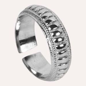 Aesthetically designed 925 sterling silver handmade adjustable ring. It is small, simple, delicate, elegant, light weight. Suitable for all occasions. Rhodium plating makes it less prone to tarnish. Completely hypoallergenic, allergy-free, nickel-free jewellery. Use as finger ring, above-knuckle ring, thumb band, stacking rings, stopper ring, mid finger ring or toe ring.  Ideal Christmas gift all age groups - teenage girls to mature ladies. Unique ring beautifully packaged in jewellery bag & box. 