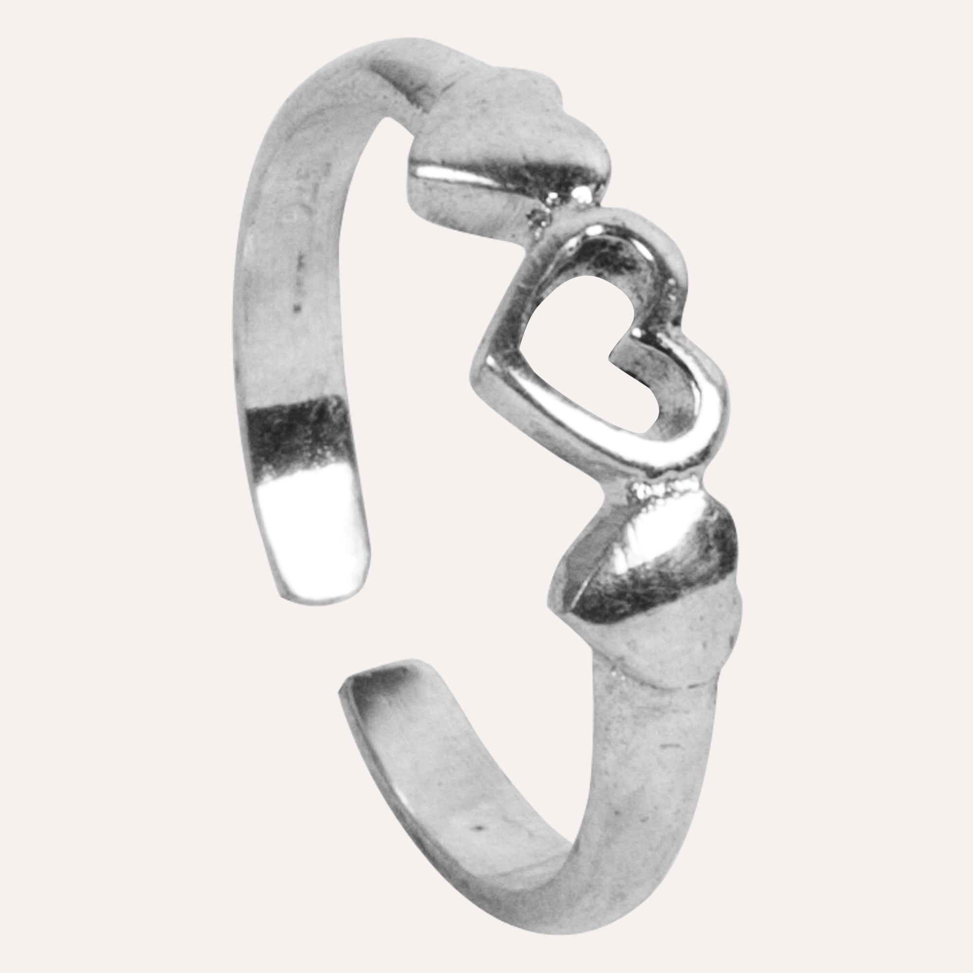 Mnshaa Sterling Silver Ring Heart Rock Design Handmade Adjustable