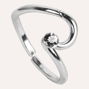 Aesthetically designed 925 sterling silver handmade adjustable ring. It is small, simple, delicate, elegant, light weight. Suitable for all occasions. Rhodium plating makes it less prone to tarnish. Completely hypoallergenic, allergy-free, nickel-free jewellery. Use as finger ring, above-knuckle ring, thumb band, stacking rings, stopper ring, mid finger ring or toe ring.  Ideal Christmas gift all age groups - teenage girls to mature ladies. Unique ring beautifully packaged in jewellery bag & box. 