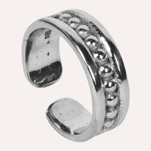 Aesthetically designed 925 sterling silver handmade adjustable ring. It is small, simple, delicate, elegant, light weight. Suitable for all occasions. Rhodium plating makes it less prone to tarnish. Completely hypoallergenic, allergy-free, nickel-free jewellery. Use as finger ring, above-knuckle ring, thumb band, stacking rings, stopper ring, mid finger ring or toe ring.  Ideal Christmas gift all age groups - teenage girls to mature ladies. Unique ring beautifully packaged in jewellery bag & box. 