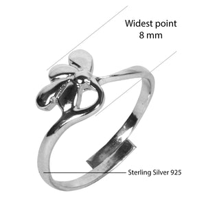 width of Mnshaa handmade Quattro Petali ring design is 8 mm. This ring is sterling silver 925 handmade ring.